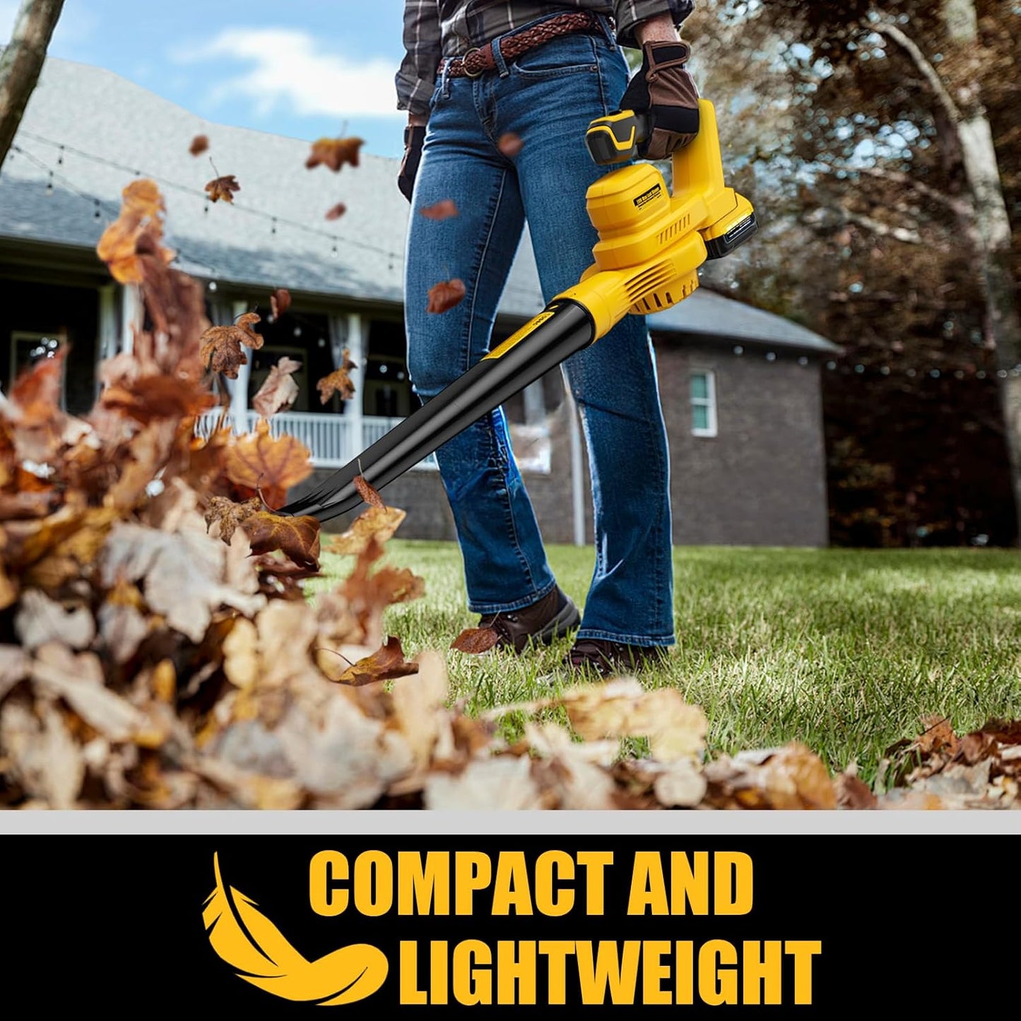 Nelhalt 20V Cordless Leaf Blower, Max 160 MPH Compatible with DeWALT 20V Max Battery, Compact and Lightweight Design, Electric Blower for Lawn Care, Yard, Tool Only