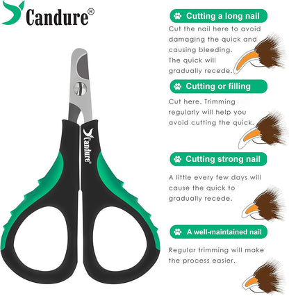 Candure Cat Nail Clippers Stainless Steel Cat Claw Trimmers for Rabbits,Guinea Pigs, Birds, Puppies, Kittens and Small Animals- Pet Nail Clippers for Professional and Home Use (Black)