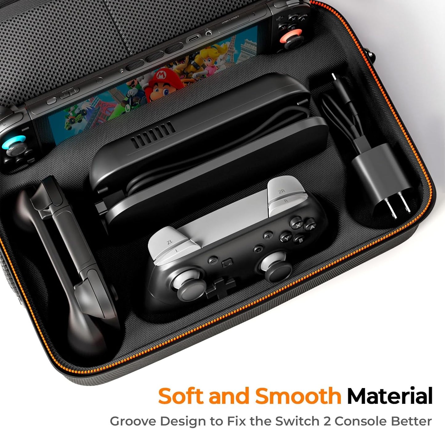 COOWPS Case for Nintendo Switch 2, Hard Shell Full Protection All-in-One Travel Case with 4pcs Thumb Grip Caps & 20 Game Card, Slots Soft Lining Carrying Case for Switch 2 Accessories Pro Controllers