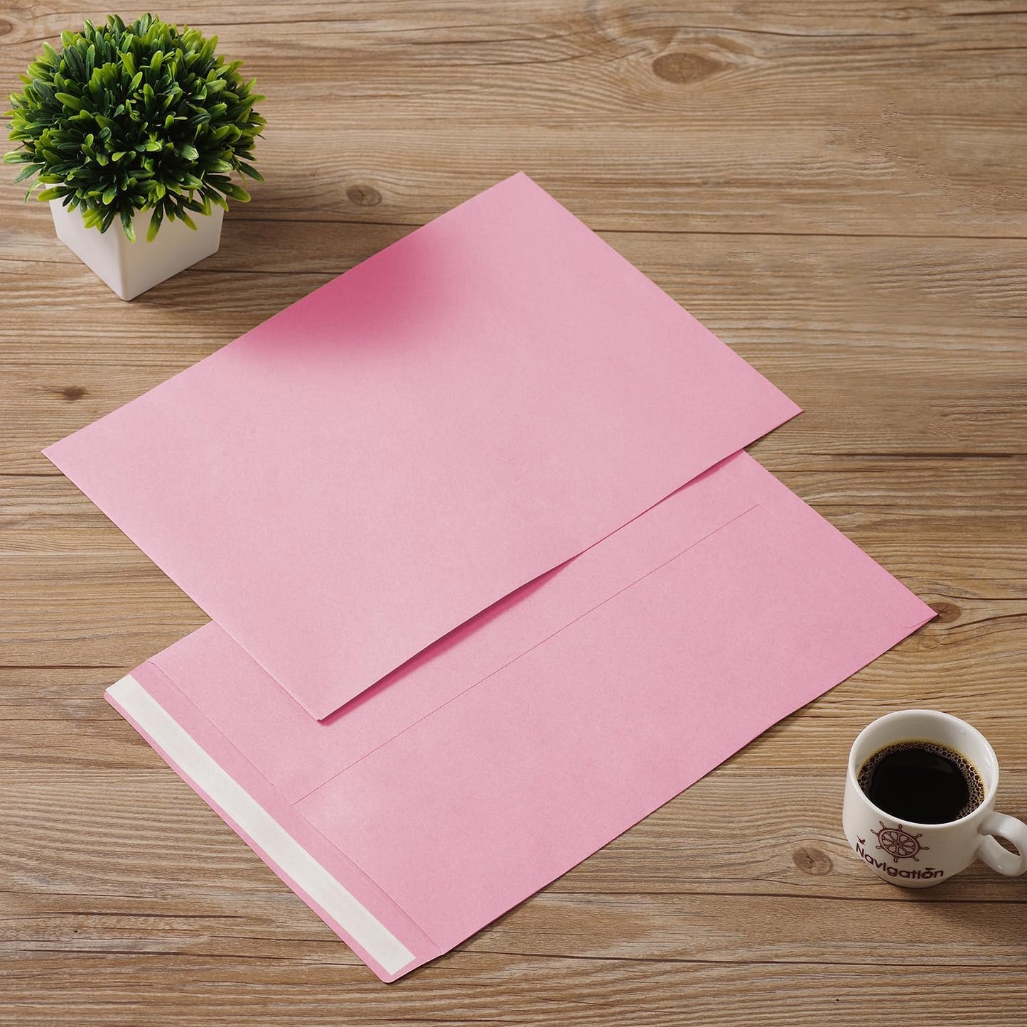 Tanshuqin 9" x 12.75" Self-Seal Catalog Envelopes 32lb Kraft Envelopes for Invitation Cards, Organizing and Storage, Pictures, Photos, Documents (100 PCS)