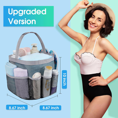 Attmu Mesh Shower Caddy Portable for College Dorm Room Essentials with 8 Pockets, Hanging Shower Caddy Basket Tote Bag Toiletry Accessories for Bathroom