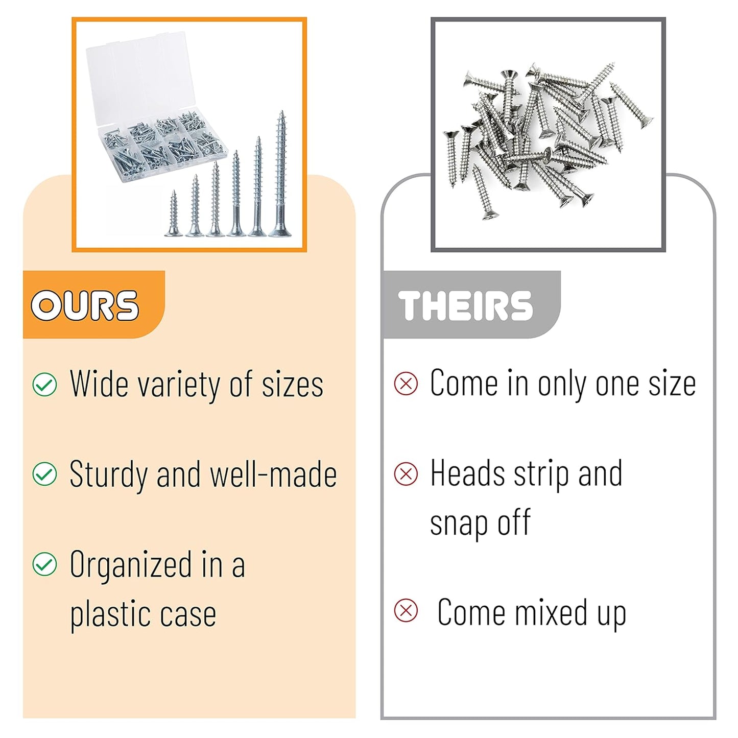 Mr. Pen Wood Screws Assortment Kit, 152 Pcs, Phillips Tips, Wood Screws, Screws, Assorted Screws, Screws Set, Flat Head Screws, Assorted Wood Screws, Screws Assortment, Screw Set Assortment