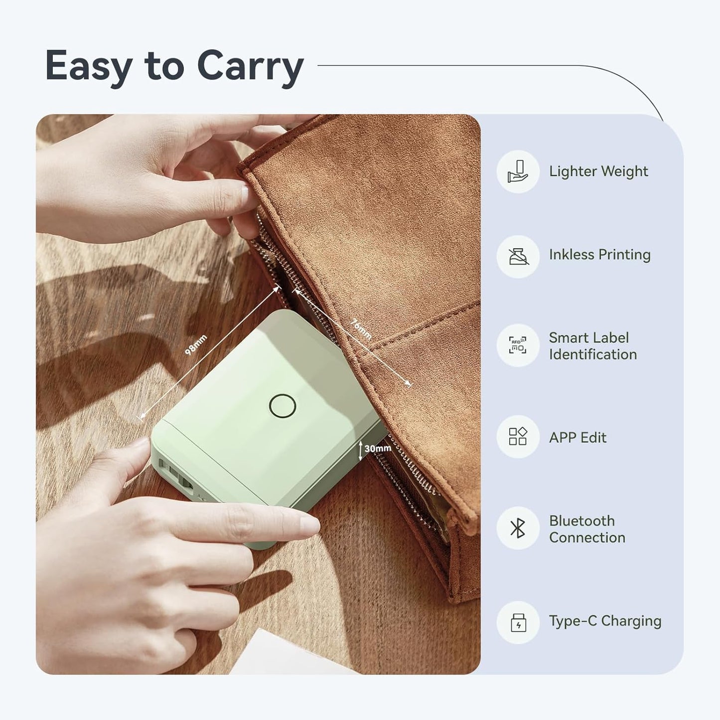 NIIMBOT D110 Mini Label Maker Machine with Tape(Pre-Cut Size 12x40mm), Portable Bluetooth Sticker Printer, Inkless Automatic Feeding One-Touch Custom Printing, Compatible with Phone Only