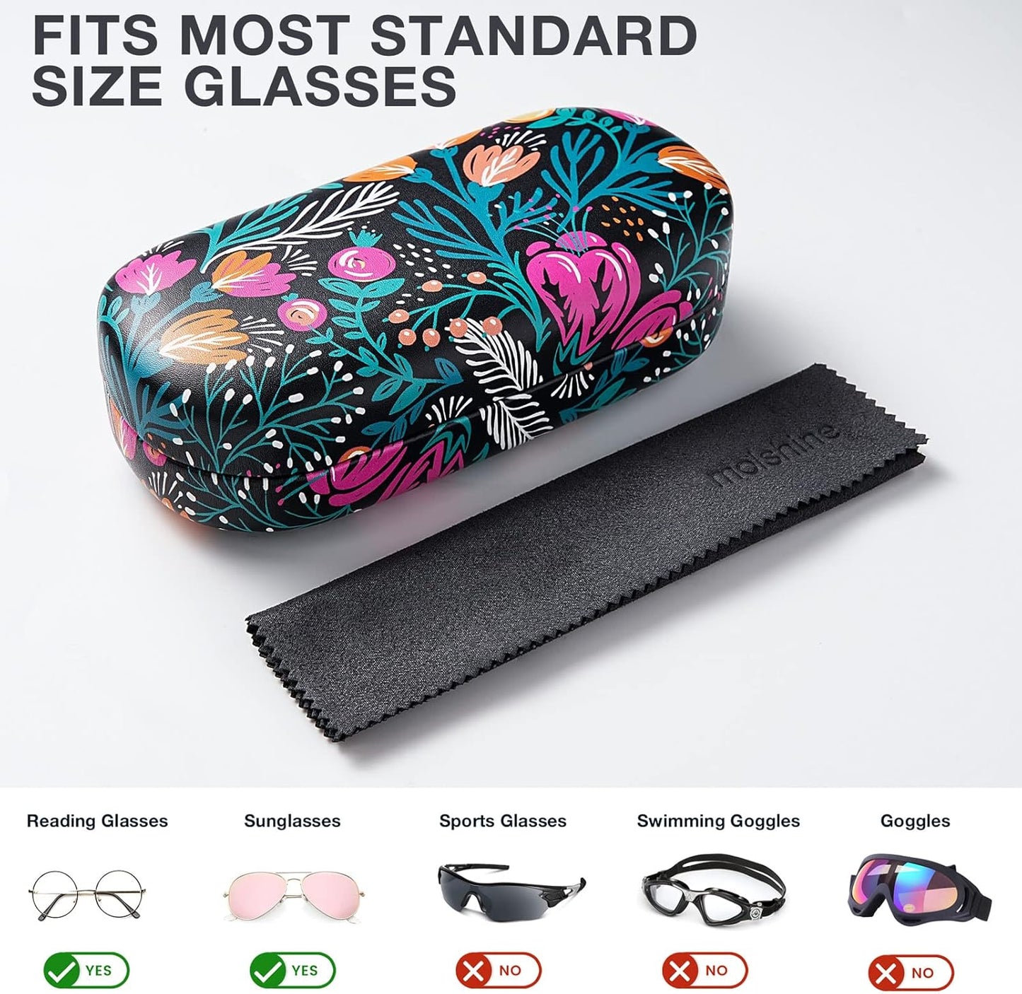 molshine Hard Shell Leather Sunglasses Case,Classic Large Glasses Case for Women Men,Sunglass Eyeglasses