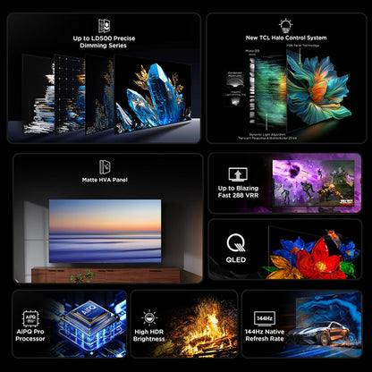 TCL 55-Inch QM6K Series QLED 4K Smart QD-Mini LED TV with Google TV (2025 Model) New Halo Control System, LD500 Precise Dimming Series, High Contrast HVA Panel, 144Hz Native Panel Refresh Rate