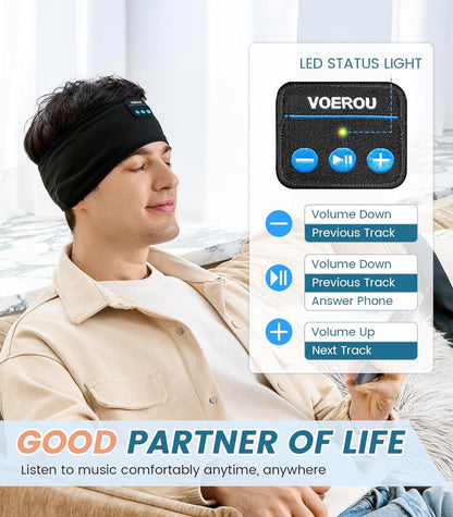 Sleep Headphones Bluetooth Headband, Voerou Wireless Sleeping Headphones Earbuds Sleep Mask with Stereo Speakers-Cool Tech Gadget for Men Women,Perfects for Sleep Workout Running Yoga Travel Insomnia