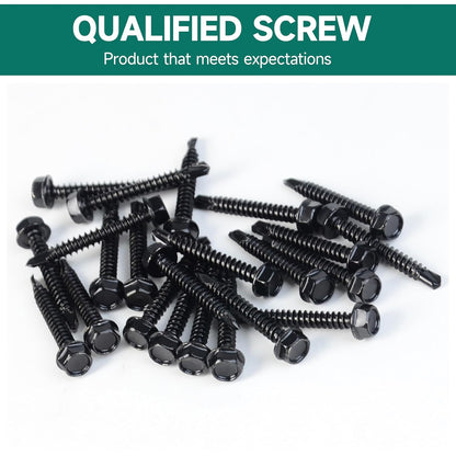 EASTPUK 100Pcs #8 x 1/2" Sheet Metal Screws, 410 Stainless Steel Self Drilling Hex Washer Head Self Tapping Screws for Metal with Drill Bit