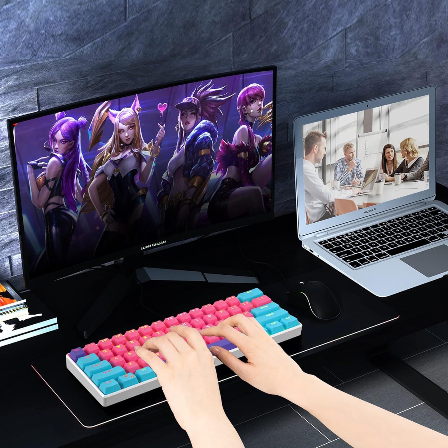Fogruaden Full Size Mechanical Keyboard, Green Matcha Keyboard, Wired USB 104 Keys RGB Backlit Gaming Keyboard with Number Pad, Red Switches, NKRO Mechanical Keyboard for Windows Laptop PC Gamer