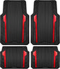 CAR PASS Heavy Duty Rubber Car Mats Metallic, Aluminum Film All Weather Floor Mats Waterproof Universal Trim to Fit Automotive SUV Sedan Van 4 Piece Anodized Deep Dish Two-Tone Sporty Black Red Chrome