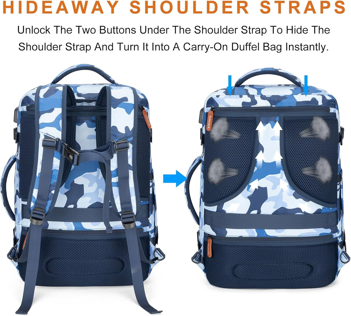 Lumesner Carry on Backpack, Extra Large 40L Flight Approved Travel Backpack for Men & Women