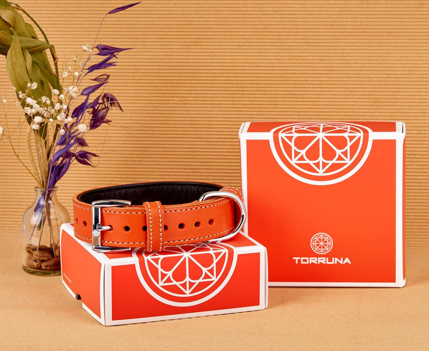TORRUNA Soft Leather Dog Collar | Dog Collars for Small, Medium and Large Dogs | Durable Heavy Duty Dog Collars