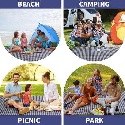 Extra Large Outdoor Picnic Blanket, 79"x79" Waterproof Picnic Mat, Sandproof Beach Blanket Portable Camping Blanket Lightweight for Park Beach Camping Courtyard (Dark Blue)