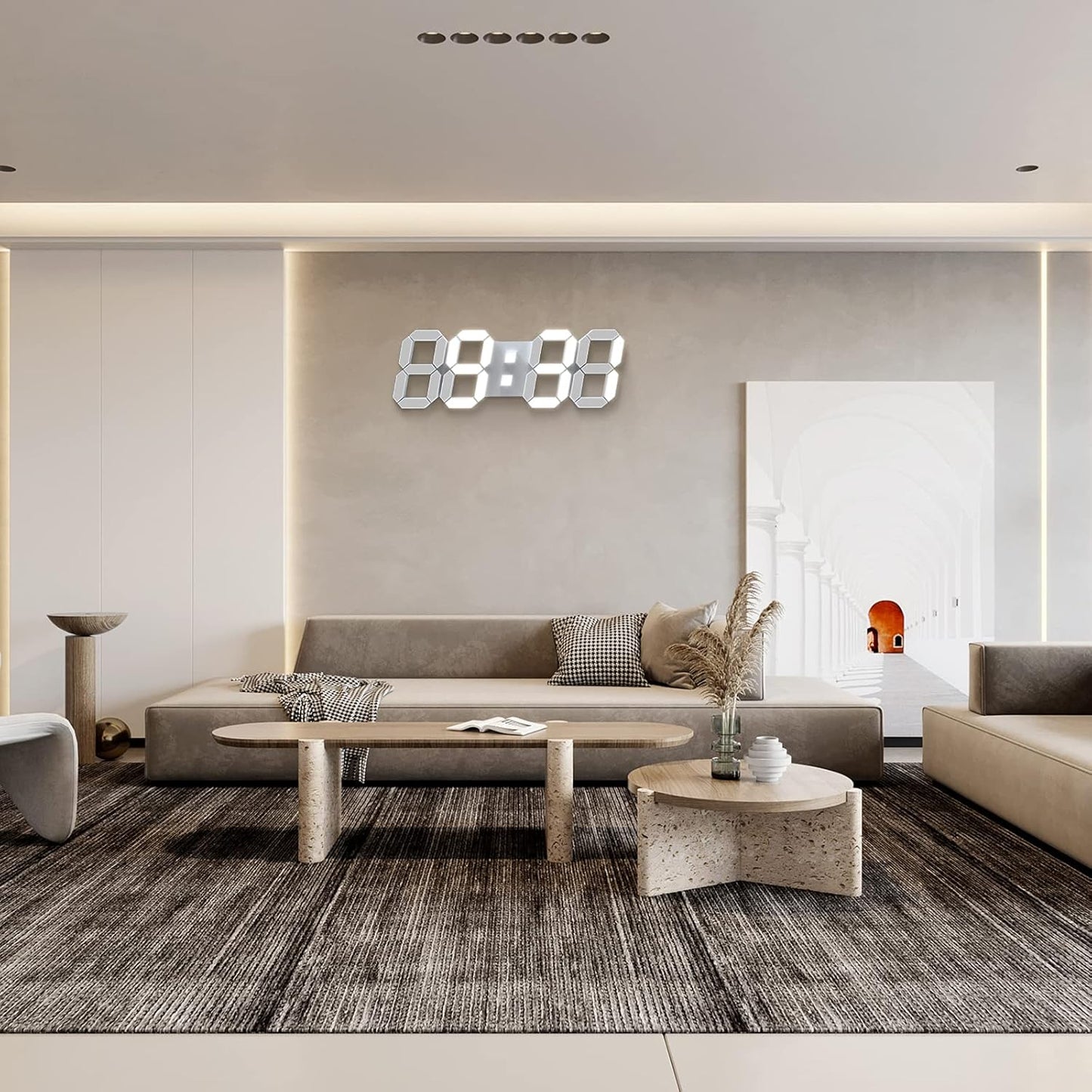 EDUP HOME 3D LED Wall Clock Desk Alarm Clock 7 Colors 9.7" with Remote Control, Digital Alarm Clock Adjustable Brightness Timer 12/24 Hr Time/Date/Temperature for Kid Bedroom/Kitchen/Office