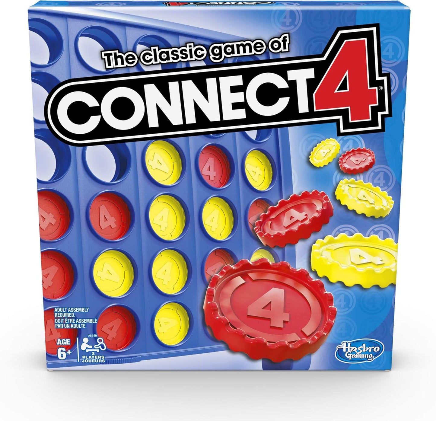 Connect 4 Classic Grid Board Game, 4 in a Row Game, Strategy Board Games for Kids, 2 Player Board Games for Family and Kids, Ages 6 and Up