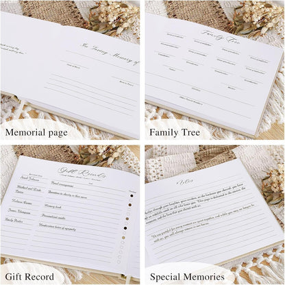Lanpn Funeral Guest Book for Memorial Service, Linen in Loving Memory Registry Guest Book, Funeral Favors Sign in Books for Guests Celebration of Life Memory Book for Funeral with Table Sign, Black