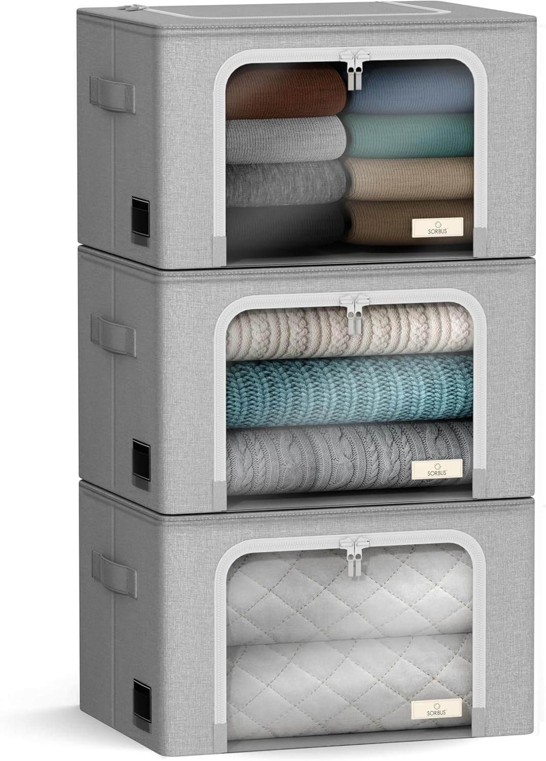 Purilite Select Storage Bins – Foldable Stackable Container Organizer