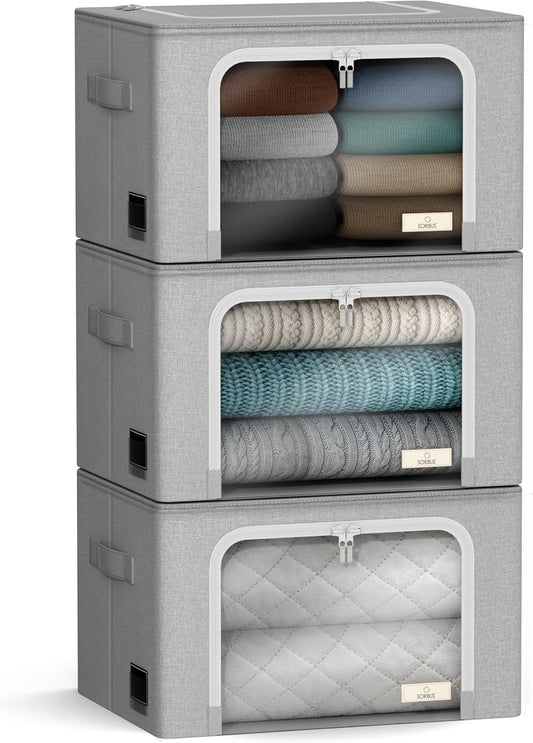 Purilite Select Storage Bins – Foldable Stackable Container Organizer