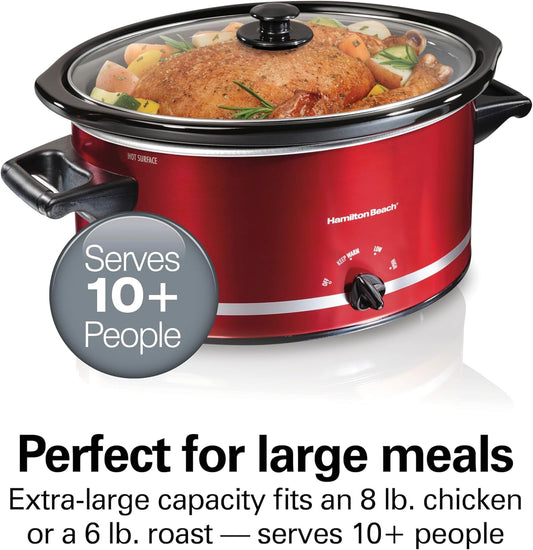 Hamilton-Beach 33184 Quart Slow Cooker, Metallic Red - PuriLite