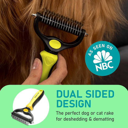 Maxpower Planet Pet Grooming Brush - Double Sided Shedding, Dematting - Undercoat Rake for Dogs - Dog Grooming Brush - Deshedding Brush for Dogs - Dog Brush, Cat Brush, Reduce Shedding by 95%, Black