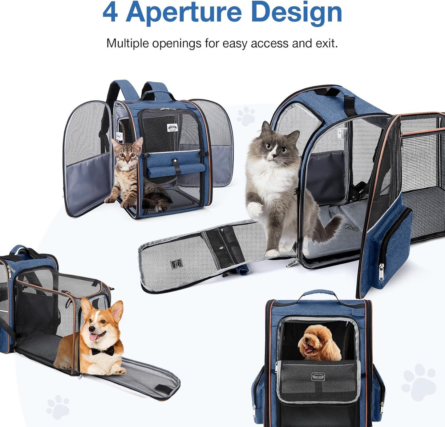 Lekespring Cat Bag, Expandable Cat Backpack Carrier for Small Dogs Medium Cats Fit Up to 18 Lbs, Dog Backpack Carrier, Foldable Pet Backpack Carrier for Travel, Hiking, Outdoor Use (Grey)