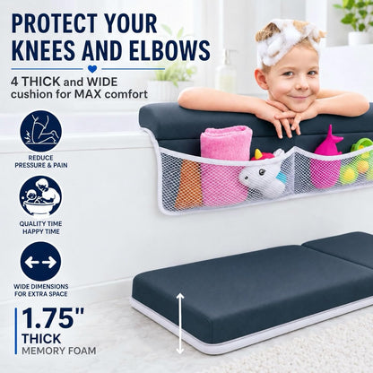 Baby Bath Kneeler and Elbow Rest Pad Set, Thick Kneeling Pad for bathtime, Comfortable Baby Bath Support Cushion, Essential Bathtub Accessories for Kids, Bain Pour Bebe, (Dark Gray)