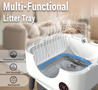 Self-Cleaning Cat Litter Box, Extra Large 110L Automatic Litter Box, App Control-No Scoop, Odor-Free, Large Electric Kitty Litter-Boxes for Multi-Cat, Includes Mat, 2 Garbage Bags