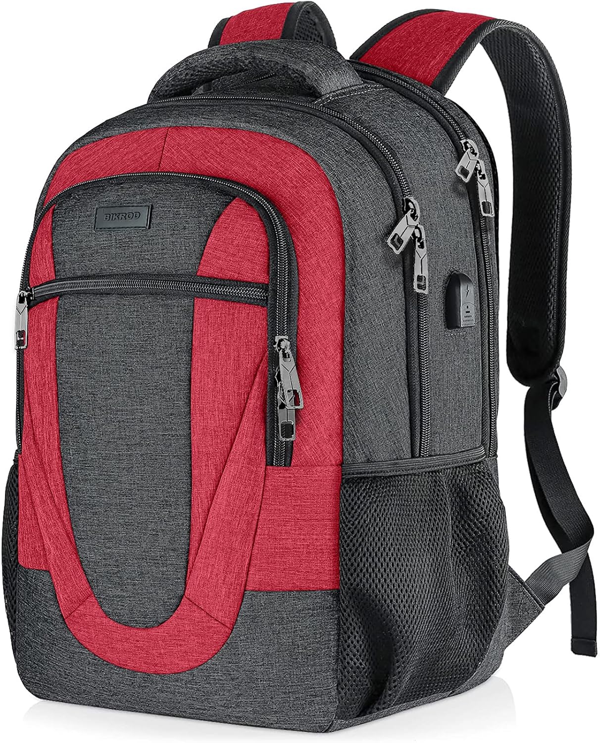 Backpack for Men and Women, School Backpacks for Teen Boys and Girls, Black Water Resistant Back Pack, Business Men Sturdy Computer Bag with USB Charging Port, Gifts