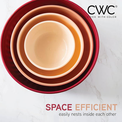 COOK WITH COLOR Prep Bowls with Lids- 8 Piece Nesting Plastic Small Mixing Bowl Set with Lids (Teal Ombre)