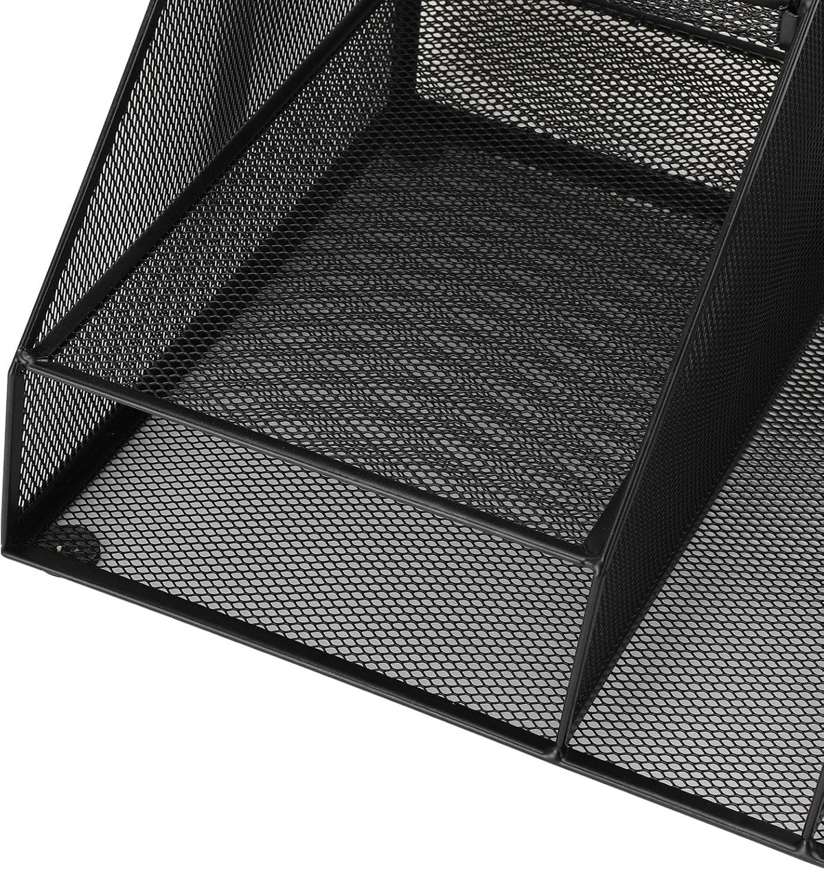 Metal Mesh Desktop Organizer Efficient Iron Storage Rack for Office Home School Supplies Black Iron