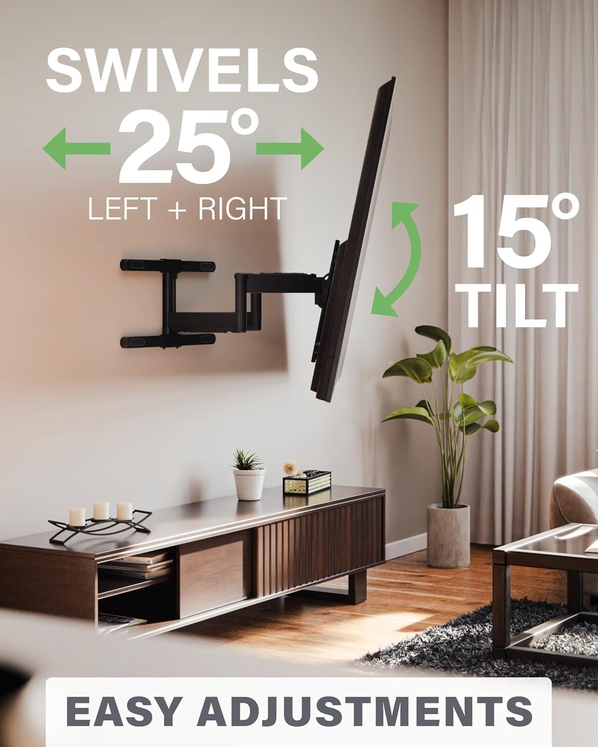All-New, Made for Amazon Universal Large Full-Motion TV Wall Mount for Amazon Fire TV Smart TVs 42” to 90”