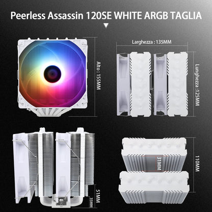 Thermalright Peerless Assassin 120 SE Black CPU Cooler, 6 Heat Pipes AGHP Technology, Dual 120mm PWM Fans, 1550RPM Speed, for AM4/AM5 and Intel LGA 1700/1851/115X/1200,Computer CPU Cooling