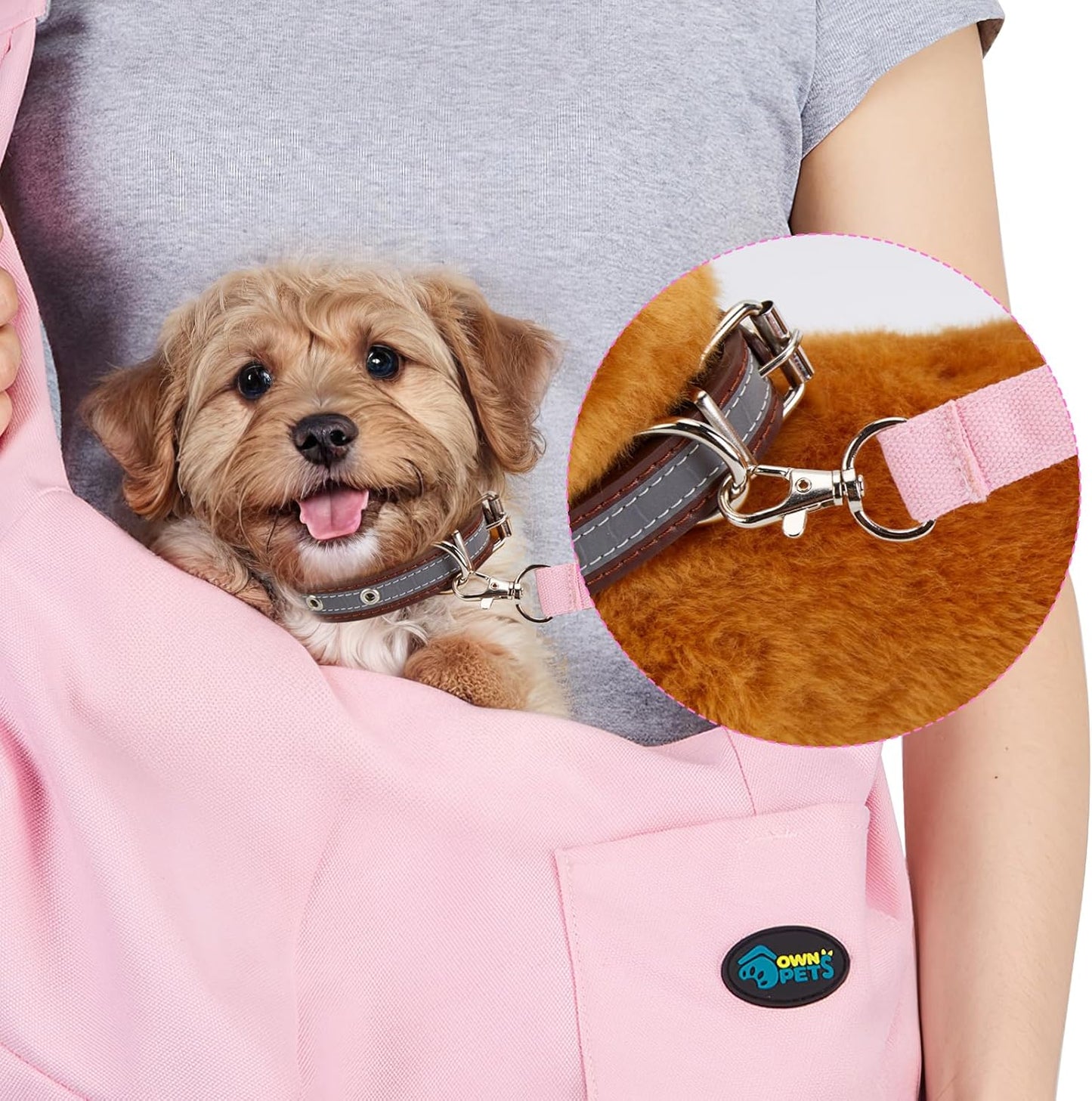 Ownpets Pet Sling Carrier Bag Safe, Fit Medium&Small Size Cats&Dogs, The Maximum Load 9~13lb Comfortable, Adjustable, Perfect for Daily Walk, Outdoor Activity and Weekend Adventure, Pink
