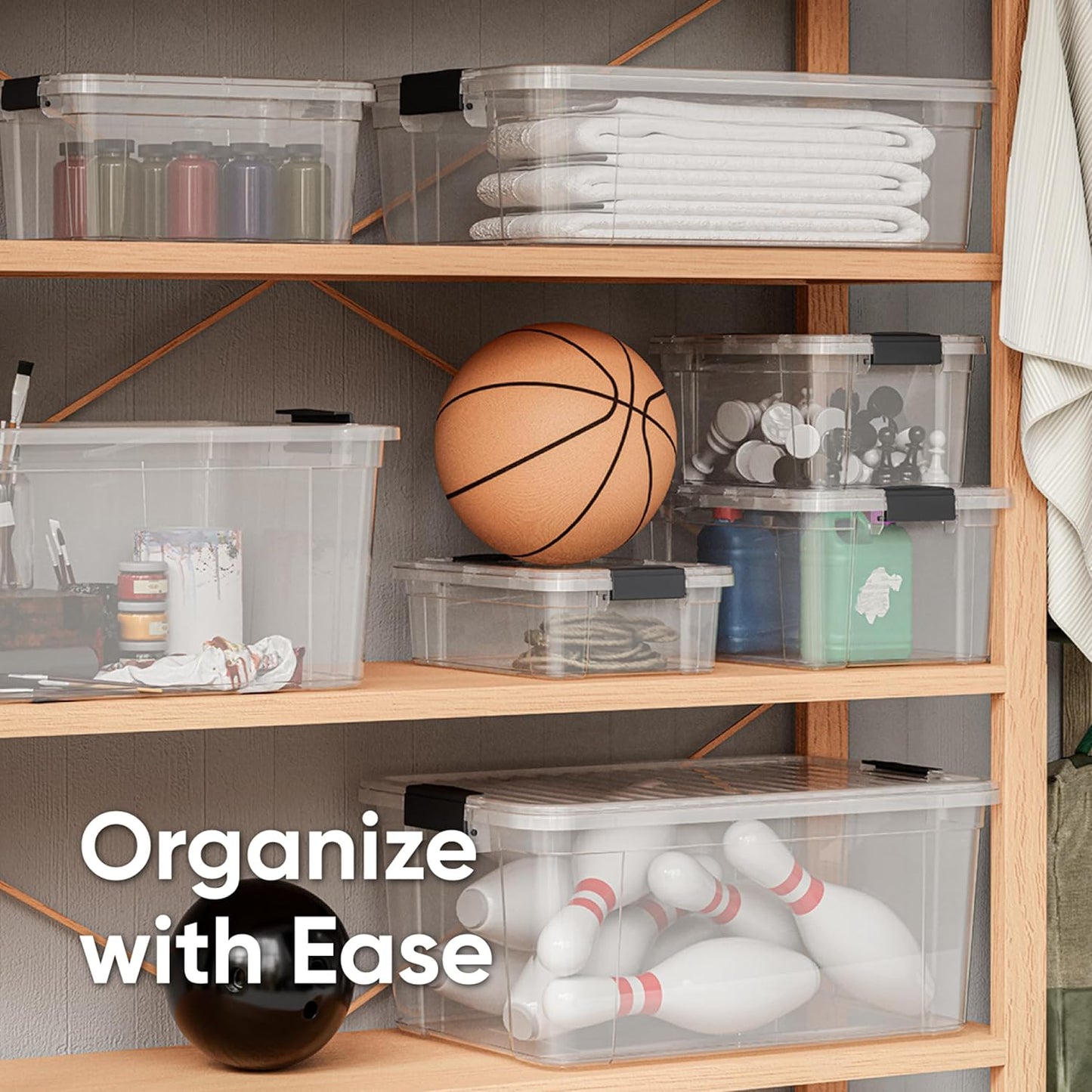 Superio Storage Bins with Lids- 3 Pack, 1.85 Qt Clear Boxes for Organizing, Stackable Plastic Containers- BPA Free, Non-Toxic, Odor Free, Organizer for Home, Office, Dorm