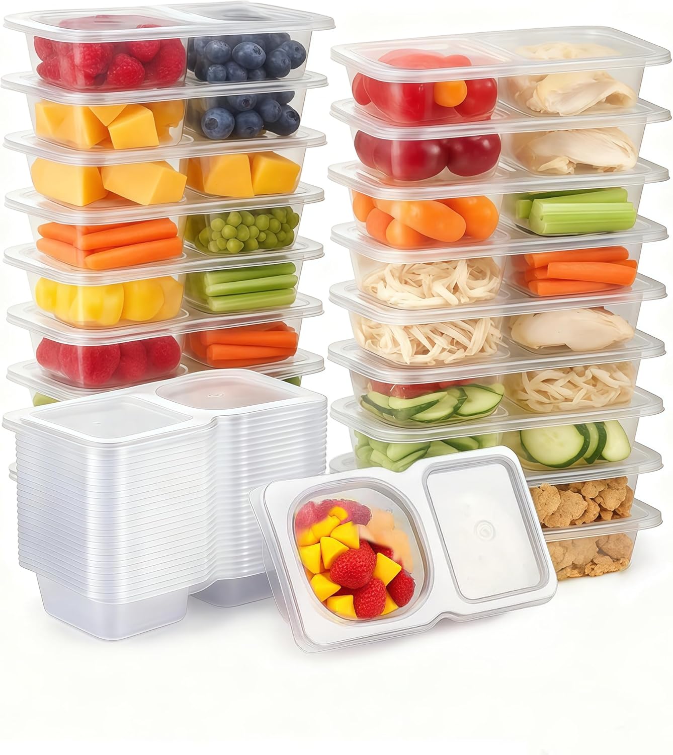 Pure Future Snackle Box Container with Handle - 8 Compartment Divided Serving Tray with Lid - Crystal Clear Charcuterie Box for Travel, Parties, Movie Nights & Daily Snacks (Hand Wash Only)