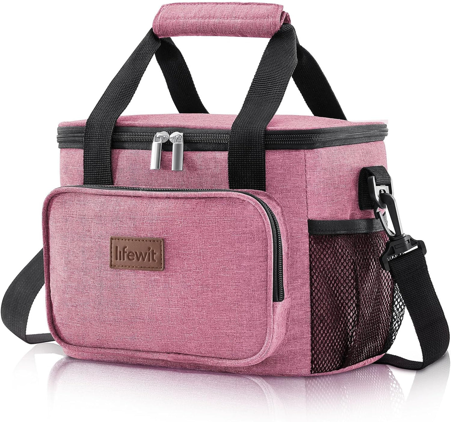 Lifewit Large Lunch Bag for Adults, 24-Can 15L Insulated Lunch Box Leakproof Soft Cooler Cooling Tote for Men Women, Waterproof Reusable Cooler Bags for Work Office Outdoor Picnic Camping, Black