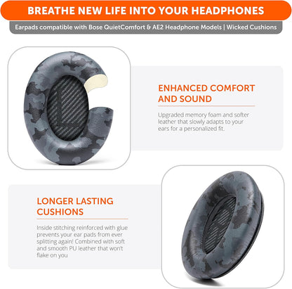 WC Wicked Cushions Upgraded Replacement Ear Pads for Bose QC35 & QC35ii (QuietComfort 35) Headphones & More - Softer Leather, Luxurious Memory Foam, Added Thickness, Extra Durability | Midnight Blue