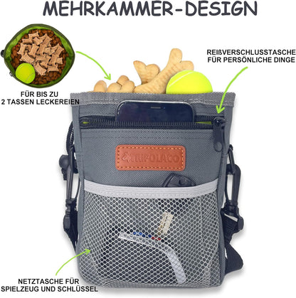 TRIPOLACO Dog Treat Pouch, Large Treat Pouches for Pet Training with Multiple Pockets, Built-in Poop Bag Dispenser & Phone Holder, 3 Wear Styles, Ideal Dog Treat Bag for Training & Walks