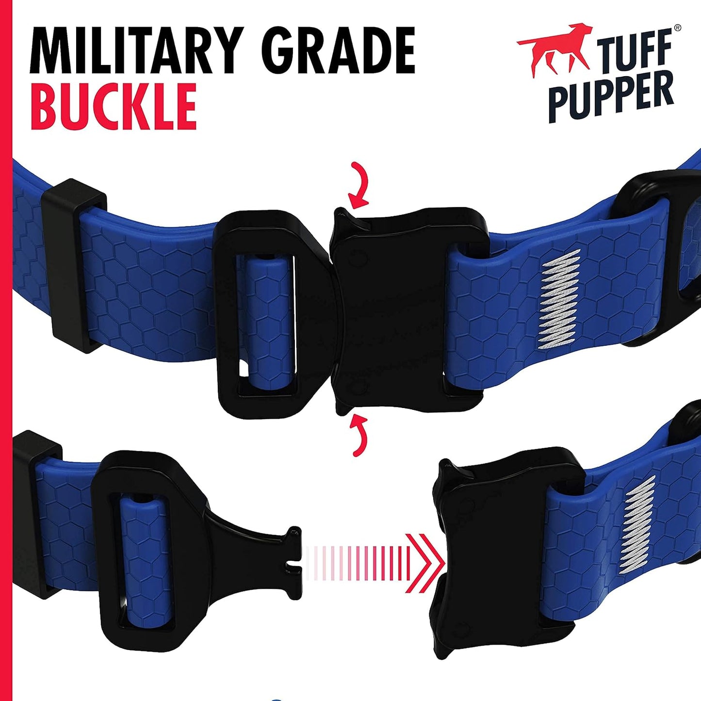 Tuff Pupper Waterproof Action Collar for Dogs | Heavy Duty Water Proof Dog Collar | Tear Proof & Odor Free | Rust-Proof Metal Hardware | Tactical Quick Release Buckle | for Adventurous, Active Dogs