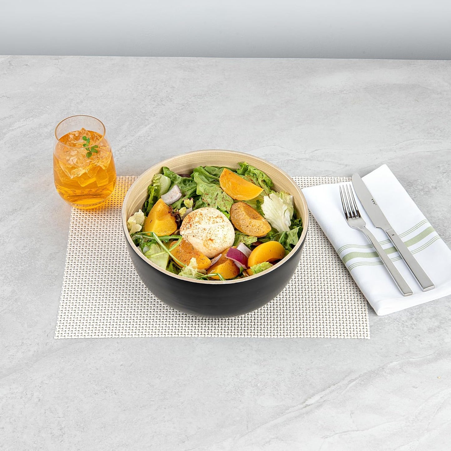 Restaurantware-Bambuddha 15 Ounce Small Salad Bowl, 1 Heavy-Duty Round Salad Bowl - Sustainable, Reusable, Black Bamboo Serving Dish, for Serving Salads, Fruits, and Appetizers