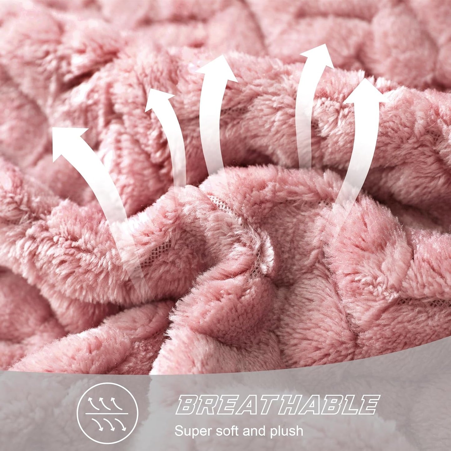 Exclusivo Mezcla Pink Fleece Throw Blanket for Couch and Bed, 50x70 Inches Soft Cozy Jacquard Flannel Blankets, Lightweight Fuzzy Plush Warm Throws for All Seasons