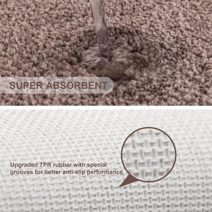 Bathroom Rugs Set 2 Pieces - Bath Rugs Ultra Soft Absorbent Non-Slip Fluffy Thick Microfiber Cozy Bath Mats Set for Tub Shower Bathroom Floors Accessories, 20"x32" & 16"x24" Set of 2 (Beige)