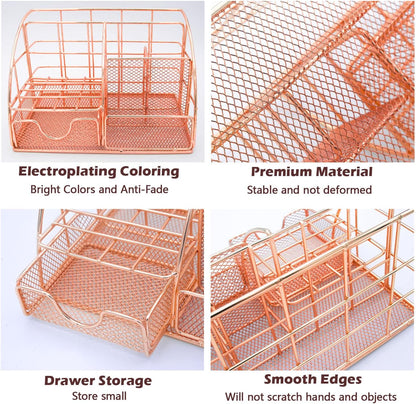 Grehge fice Desk Organizers, Rose Gold 13PCS Office Supplies and Accessories Desk organizer, Acrylic