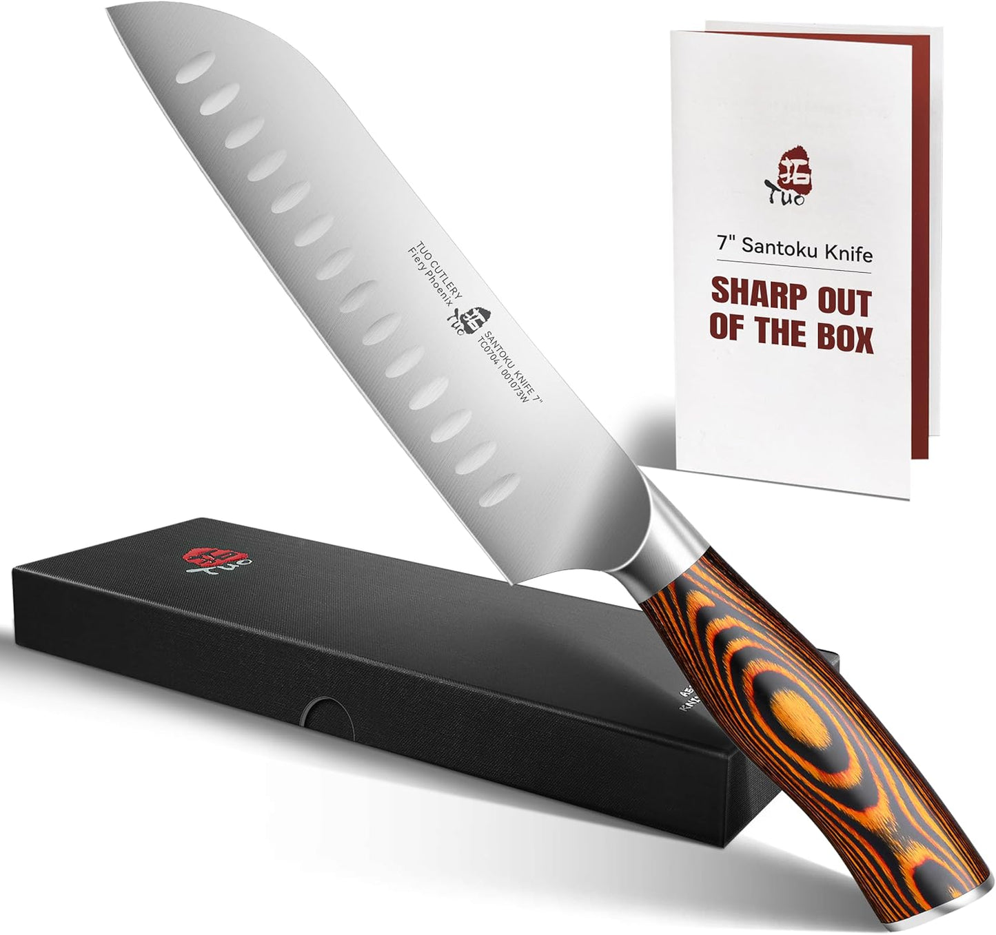 TUO Boning Knife - Razor Sharp Fillet Knife - High Carbon German Stainless Steel Kitchen Cutlery - Pakkawood Handle - Luxurious Gift Box Included - 7 inch - Fiery Phoenix Series
