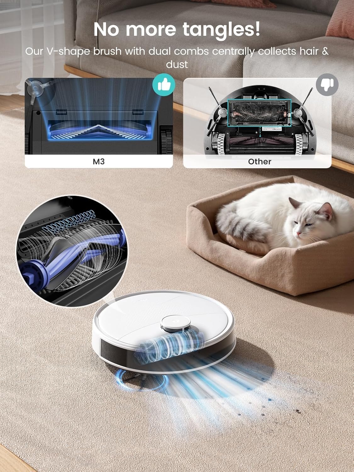 Lefant Robot Vacuum, M3 Robot Vacuum and Mop, 12000Pa Suction, Anti-Tangle Brushes, Dual Spinning Mop, Auto Mop Washing, Cool Drying, Self-Emptying, Self-Cleaning, All-in-One Dock, for Pet Hair Dust