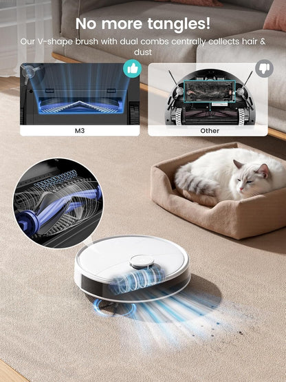 Lefant Robot Vacuum, M3 Robot Vacuum and Mop, 12000Pa Suction, Anti-Tangle Brushes, Dual Spinning Mop, Auto Mop Washing, Cool Drying, Self-Emptying, Self-Cleaning, All-in-One Dock, for Pet Hair Dust