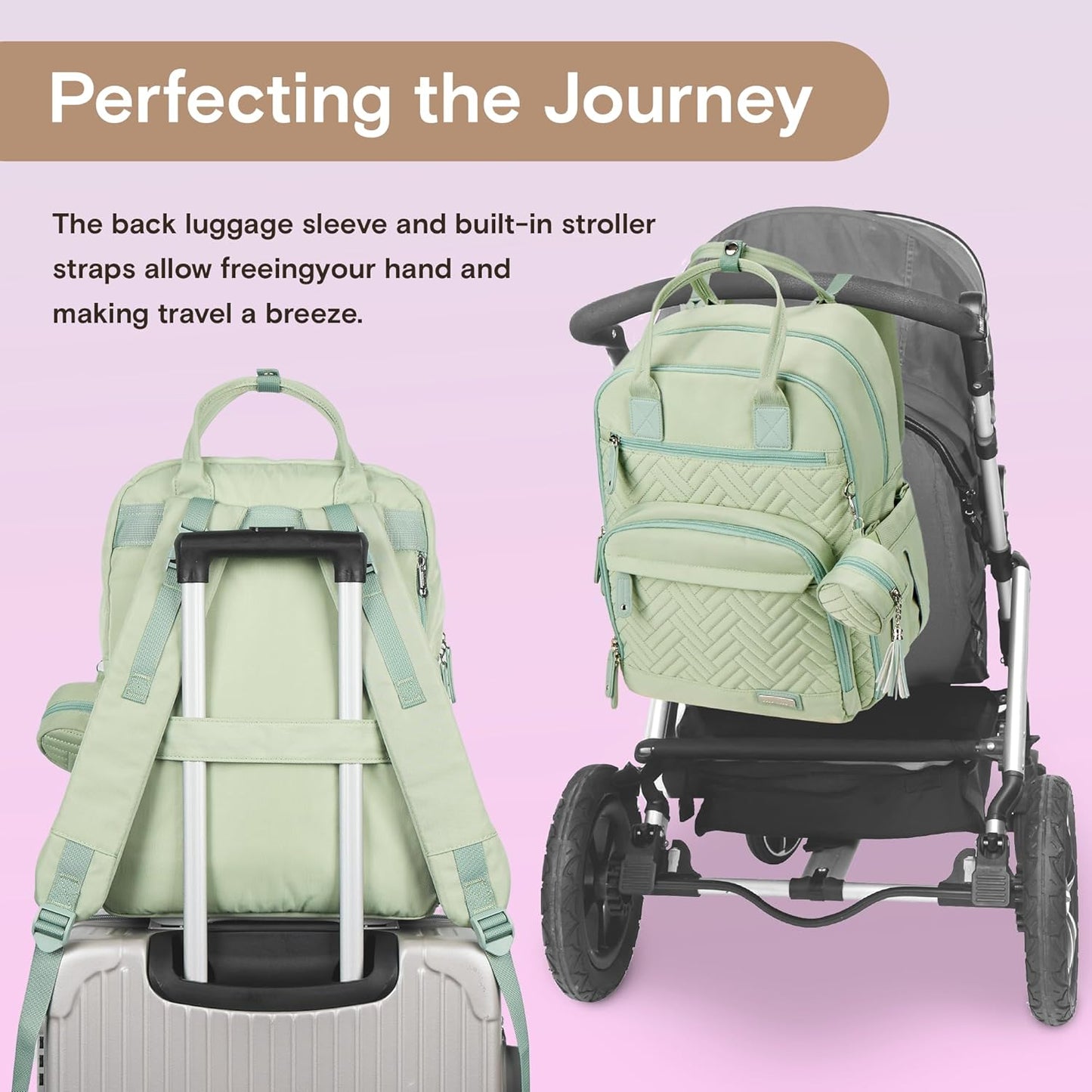 Diaper Bag Backpack, iniuniu Large Baby Bags with Diaper Pouch, Washable Changing Pad, Pacifier Case and Stroller Straps