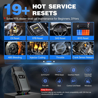 XTOOL AnyScan A30D Bidirectional Scan Tool Lifetime Free Update,22 Language Full System Scanner,19+ Reset ,Active Test,Wireless,for iOS & Android, ABS Bleed,Throttle Relearn, EPB, FCA AutoAuth, CAN FD