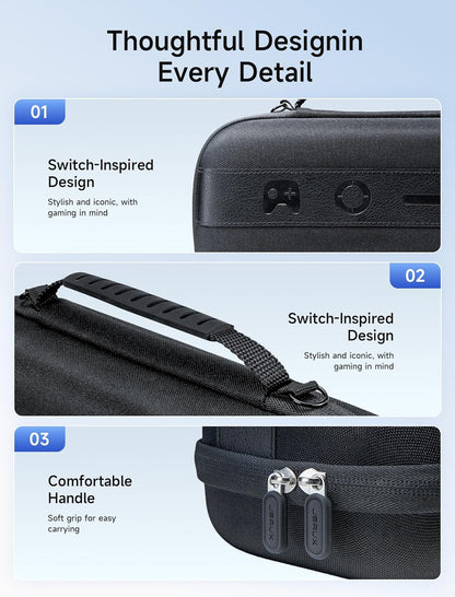 JSAUX Carrying for Nintendo Switch 2 2025, Hard Shell Travel Case with 20 Game Card Slots, Large Accessory Pocket for Joy-Con, Charger, Cables, Stylish Protective Bag for Switch 2, Black