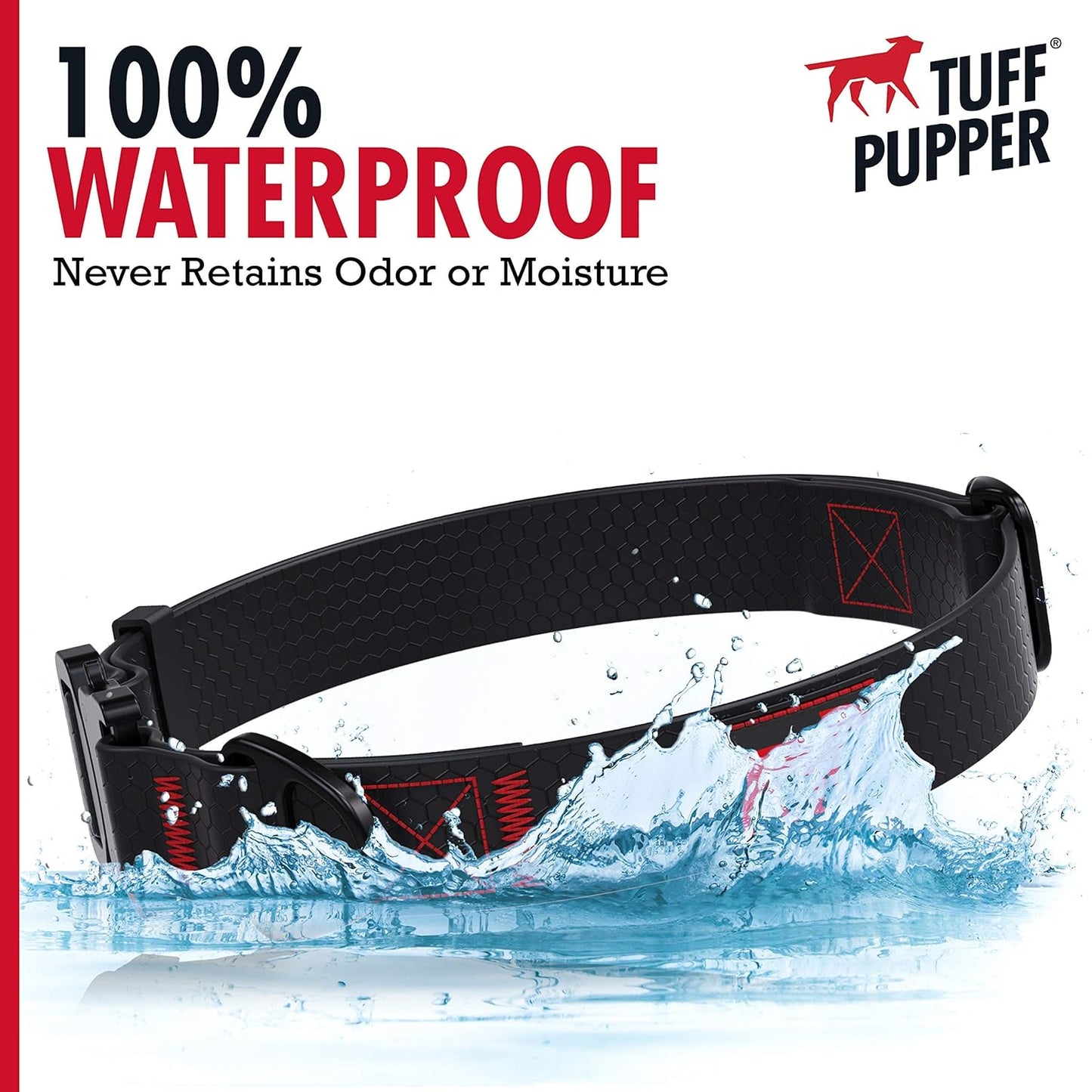 Tuff Pupper Waterproof Action Collar for Dogs | Heavy Duty Water Proof Dog Collar | Tear Proof & Odor Free | Rust-Proof Metal Hardware | Tactical Quick Release Buckle | for Adventurous, Active Dogs