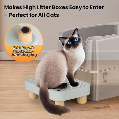 Aothey Cat Ramp, Cat Step, Cat Litter Mat with Wooden Base, Anti-Tracking & Easy to Clean, Ideal for Small & Elderly Cats